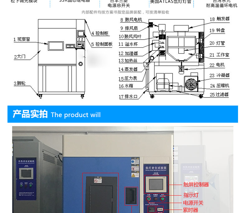 氙燈老化試驗(yàn)箱外觀結(jié)構(gòu)圖
